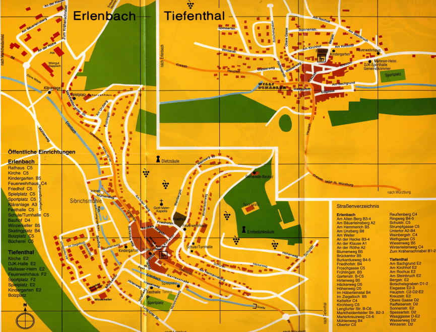 Ortsplan Erlenbach u. Tiefenthal - vergr��ert