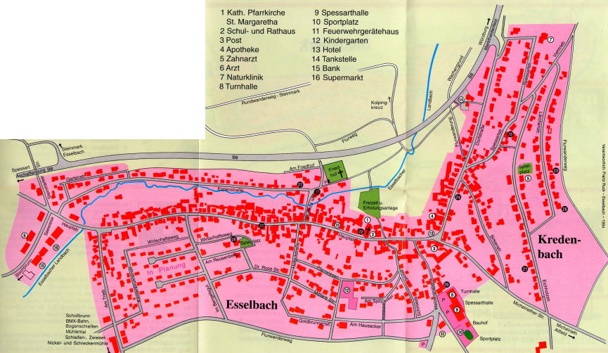 Ortsplan Esselbach u. Kredenbach - vergr��ert
